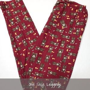 LuLaRoe OS Leggings Bears Red NEW